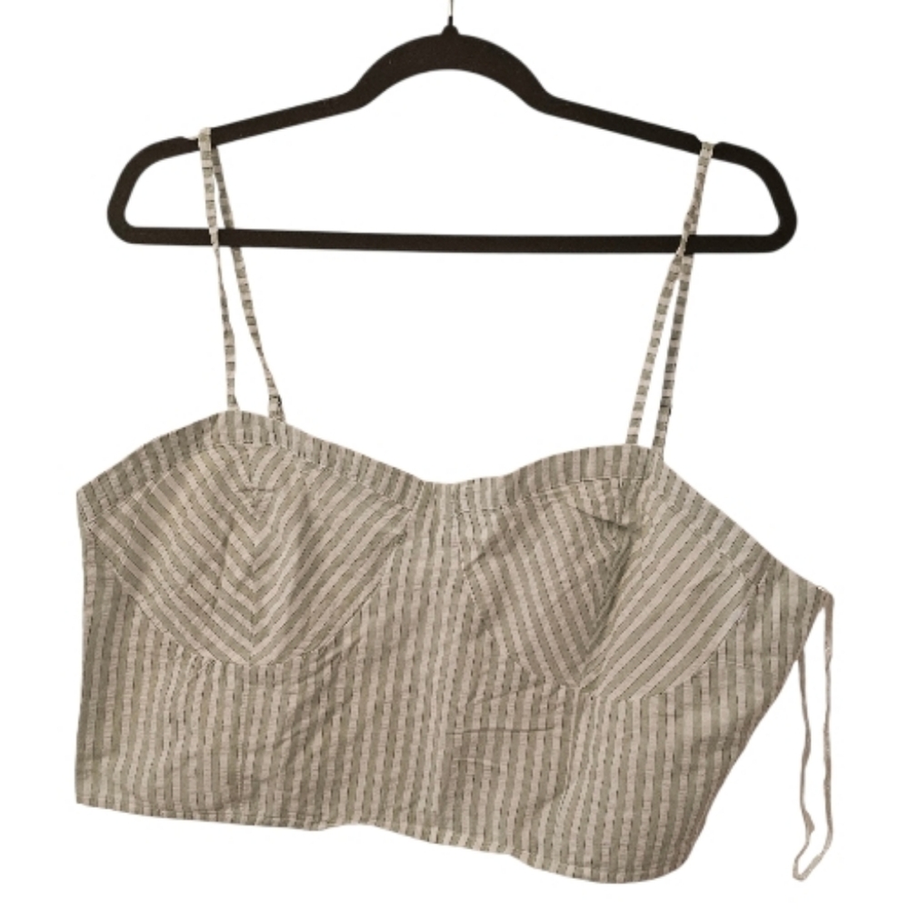 Green and White By Anthropologie Women's Striped Bustier Top
